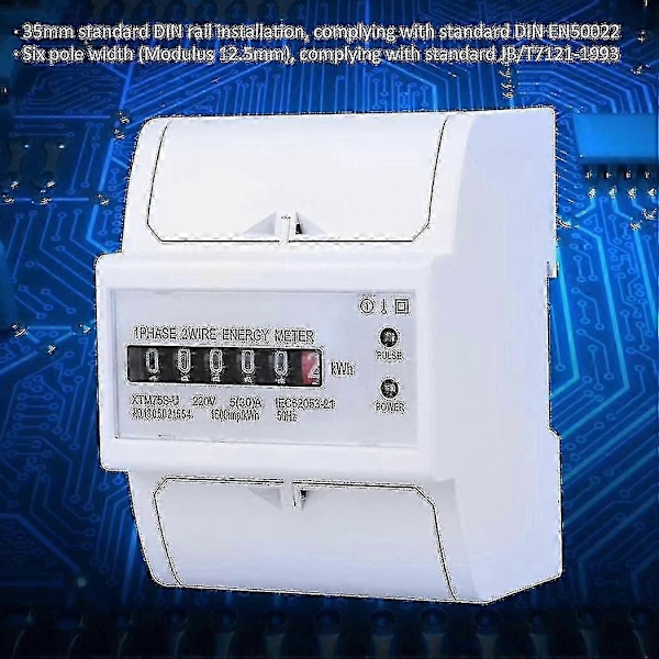 220V DIN-skena Elmätare, Digital 1-fas Elmätare 2-trådig 4p, Xtm75s-u Elmätare Kwh