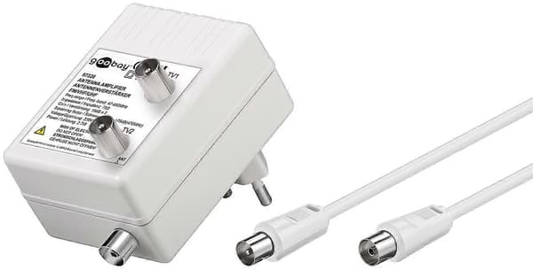Antennivahvistin kahdelle laitteelle 15 dB (DVB-T, DVB-T2, DVB-C)