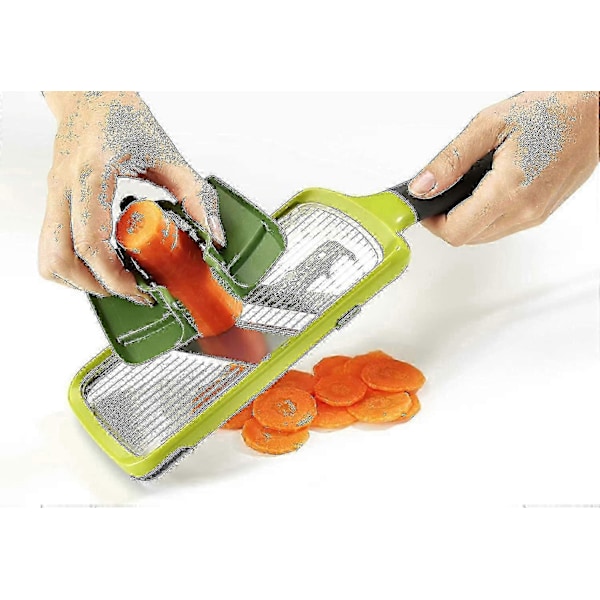 Multifunktionell handhållen mandolin med matgrepp och justerbara blad, diskmaskinsäker, One-size, Grön