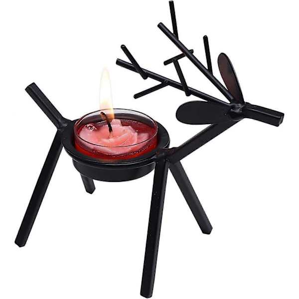 1 stk. Reindeer Tealight Holder til Juledekorationer, Feriebordsdekoration, Kaminhylde, Pejs, Stue