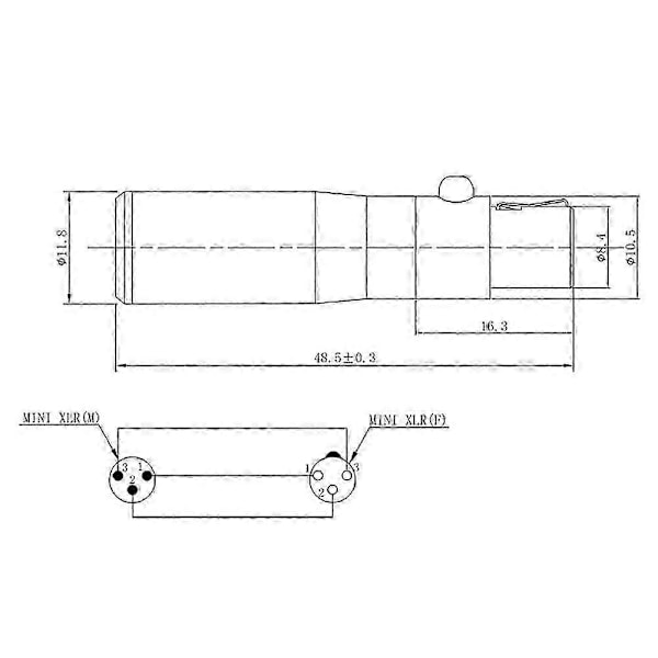 XLR Mini 3-polig Han till 4-polig Hon Audio Adapterkontakt Hi-Fi Signalomvandlare Adapter för