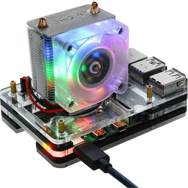2X etui til Raspberry Pi 4 med Ice Tower Cooler CPU-blæser, med blæser køleplade blæser Glare RGB-blæser Heat