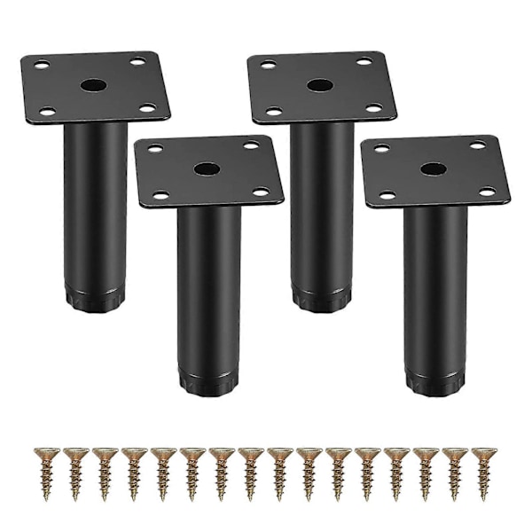 4 set justerbara stödben möbelben järnben TV-skåpsben soffa tebord badrumsskåp fötter 10cm 4 set 10cm justerbara (med 16 skruvar)