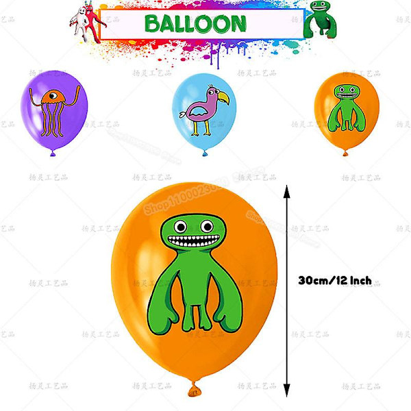 Garten Of Banban Bursdagsfest Dekorasjon Barn Dusj Gutter Jente Servise Kopp Duk Tall Ballong Kake Bakteppe Mixed balloons 18pcs