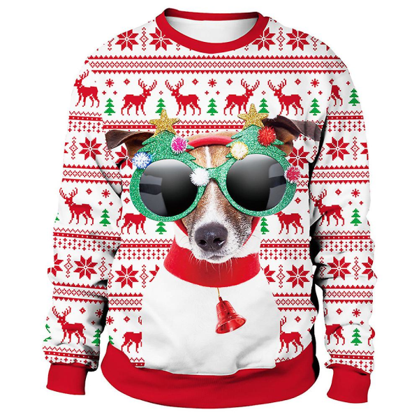 Par Printed tröja Kvinnor Män Unisex långärmad tröja Jumper Xmas Party Nyhet Toppar Semesterpresent style 3 L