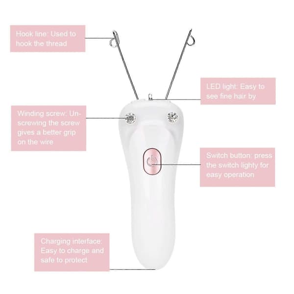 Hårfjerner Elektrisk Epilator med Bomullstråd (Rosa)