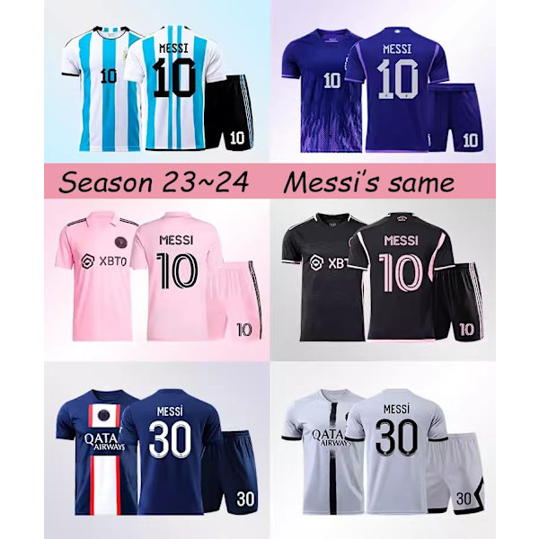 【Sertifiointipäällikkö】Messi Jalkapallovaatteet Miami International Jersey Argentiina 10 Jalkapallopaita Set / Vieraspaita Match Trai 11 XL