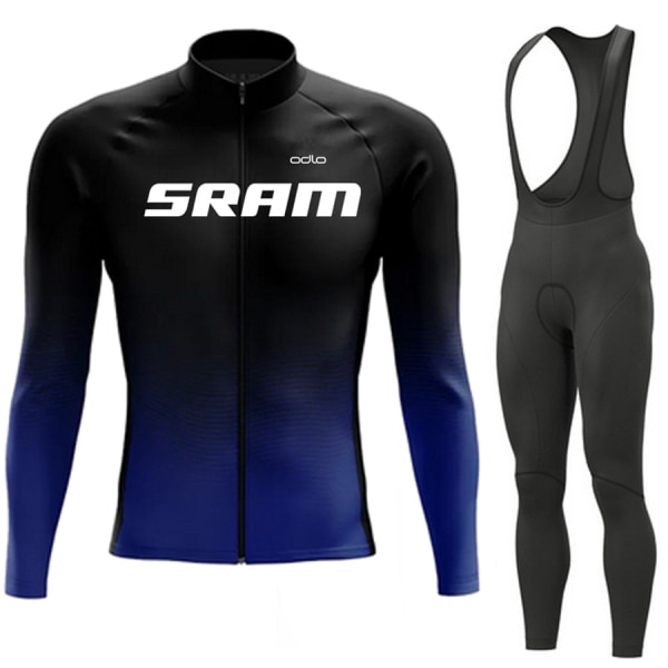 SRAM Pro Autumn Cycling Jersey Set Polkupyörän Urheilupuku MTB-univormu Ropa Ciclismo Maantiepyörävaatteet Bicicleta Pitkät ruokalaput housut Pic Color XL