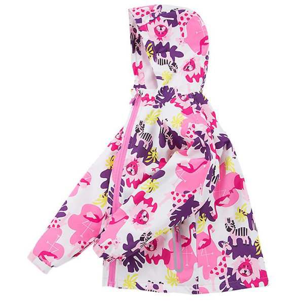 Toddler Flickor Barn Huvjacka Windbreaker Huvjacka Snow Rain Coat Ytterkläder Floral 1 5-6 Years