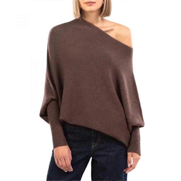 Asymmetrisk Draperet Jumper, En Jumper Så Ultra Blød Som Skyerne Dame Langærmet Slouch Batwing Ensfarvet Blød Strikket Jumper VEE