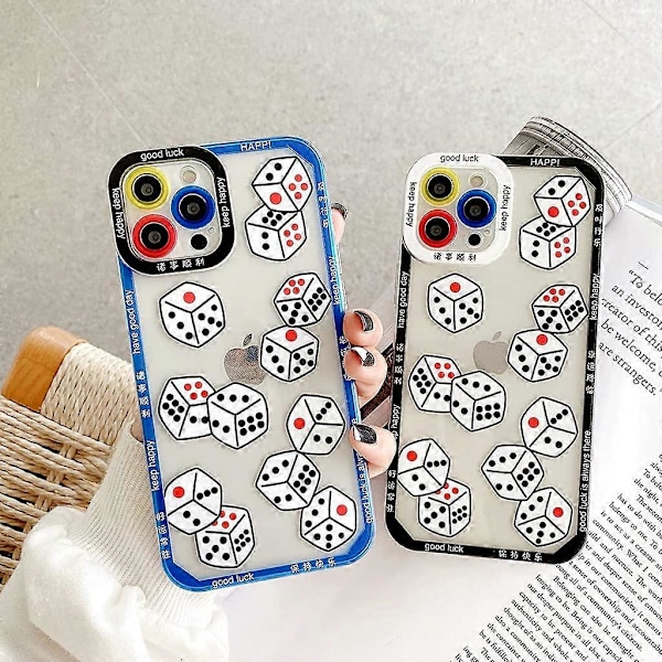 UBIUO Gennemsigtigt iPhone 12 Pro Max Cover Blød Silikone, Sødt Terning Held og Lykke Beskyttelsescover til Kvinder Firkantet Kant Slankt Pigeagtigt Telefon Cover Designet til i