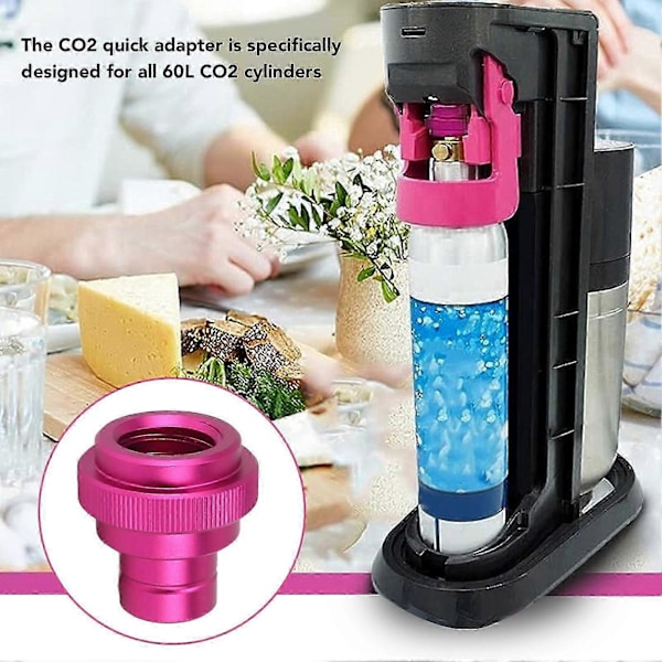 CO2 Hurtigadapter Oppgradert for Kullsyremaskin Soda Maker Ventil Påfyllingstilbehør for Rask Tilkobling CO2 Sylinder TR21 4 Lilla