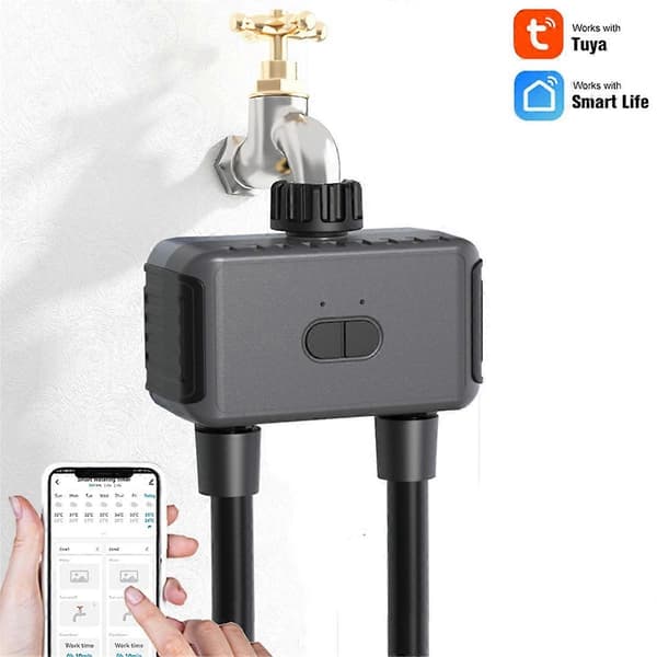 Smart 2-Sone Vanningsventil med Bluetooth - Hagevanningssystemkontroller, Automatisk Drypp Sp