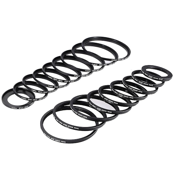 Andoer 18st 37-49-52-55-58-62-67-72-77-82mm Step Up / Step Down Objektiv Filter Metall Adapter Ring Kit