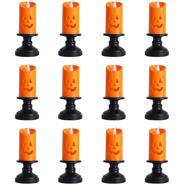 Led telys stearinlys,1 pakke halloween batteri telys gresskardrevne stearinlys,realistisk Lyse, flammeløse flimrende farger Skiftende lys,elektrisk