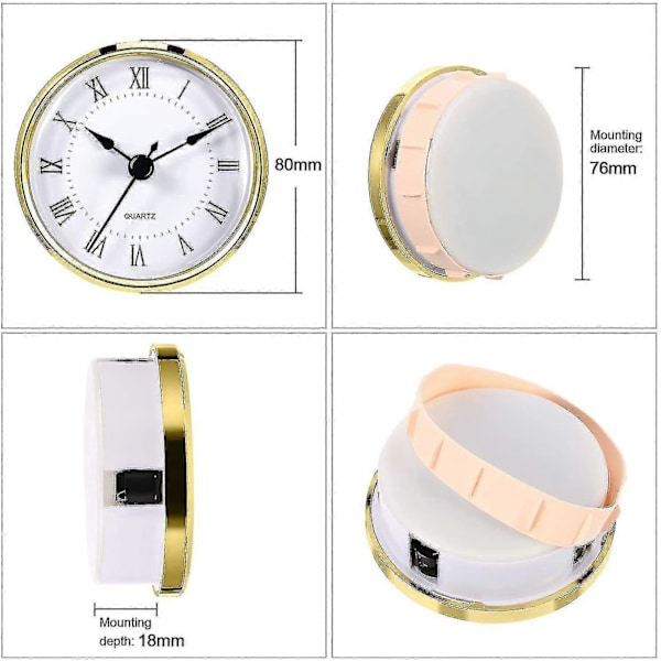 Rund Urindsats 3-1/8 Tommer (80 mm) Quartz Urværk Romertal