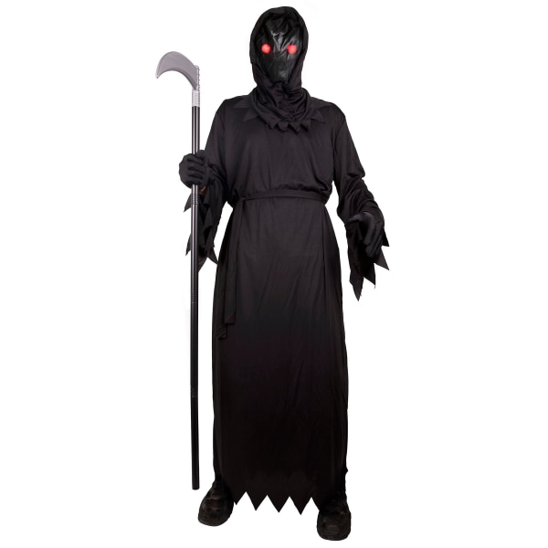 Unisex mænd Voksen Phantom Halloween kostume med lysende røde øjne Drenge Grim Reaper kostume til børn Adult L