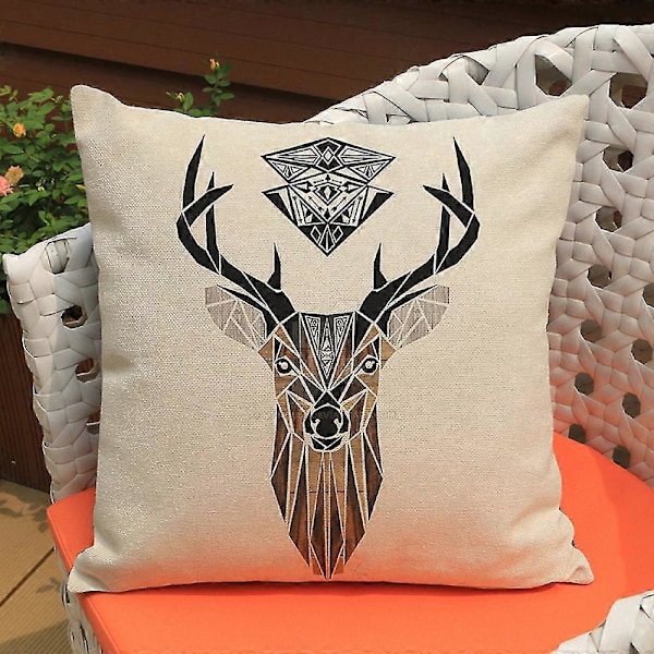 Wekity----sett med 2 dekorative putetrekk til sofa, hjortemønstret polyester lin putetrekk til gave seng bil stue hjem, 18 x 18 tommer---4654