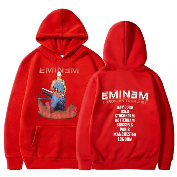Eminem Anger Management Tour 2002 Hættetrøje Vintage Harajuku Funny Rick Sweatshirts Langærmede Mænd Kvinder Pullover Mode Red2 M
