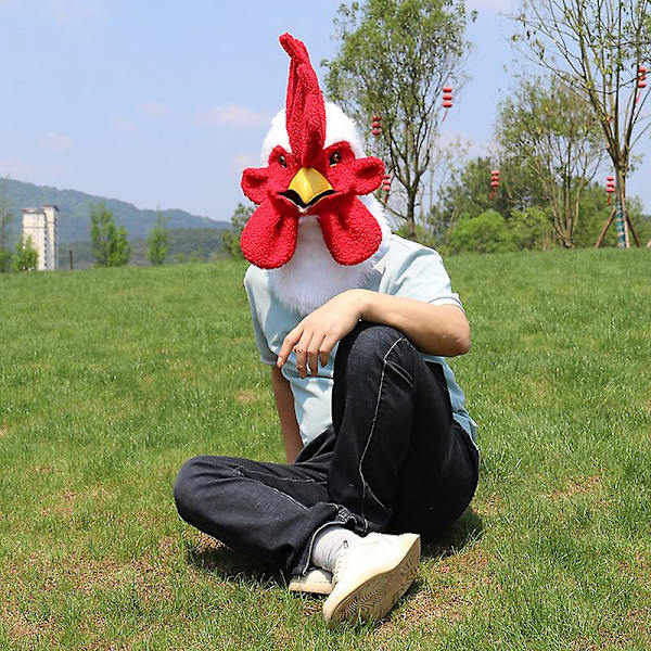 Animal Mask Halloween Animal Head Mask Latex Uhyggelig dyrekostume Teater Prank Crazy Party Halloween Decor White rooster