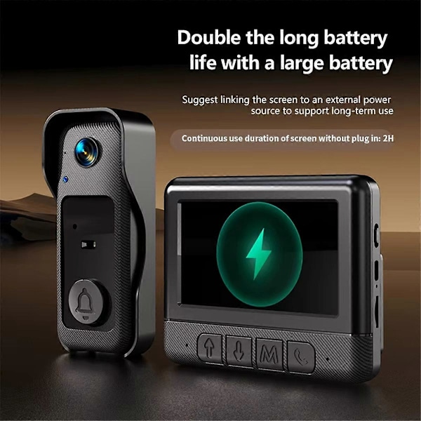 X6 Smart Video Dörrklocka för Hemmabruk med 4,3-tums Skärm, Trådlös Videointercom, Infraröd
