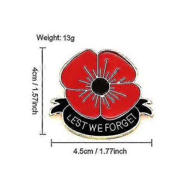 4 kpl Punainen unikko kukka rintakoru, Lest We Forget -rintakoru miehille ja naisille, muistolahja vaatetusasusteet - Youa