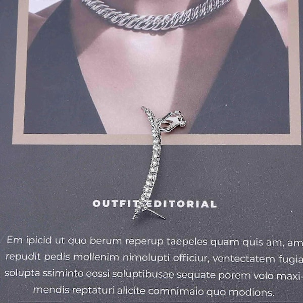 Vintage Pitkät Kristallitanko Korvan Mansetti Kääre Korvakorut Hopea Kaareva Strassi Tikku Korvanapit