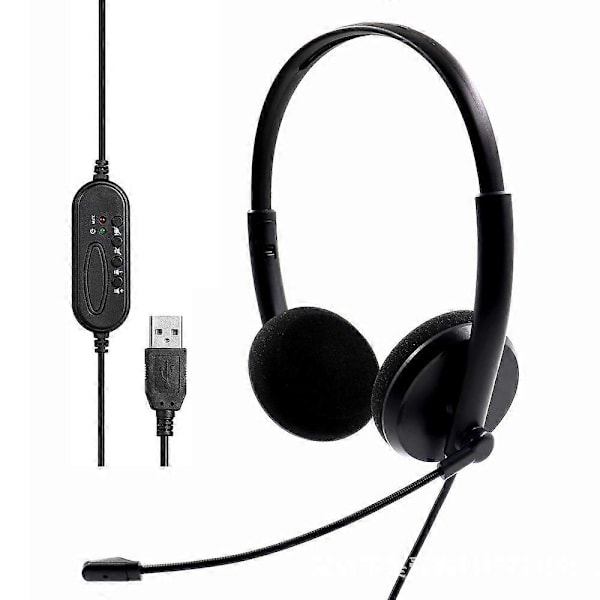 Kablet USB Call Center Headset med Støjreducerende 270° Roterbar Mikrofon Business Pendling Håndfri Hovedtelefon til PC Hjemmekontor