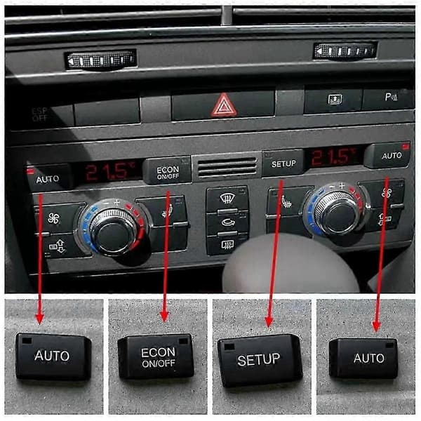 4 stk./sæt Bil Aircondition Kontrol Computer Panel Knap Kontakt Dæksel til A6 C6 S6 2005-2011 4F1