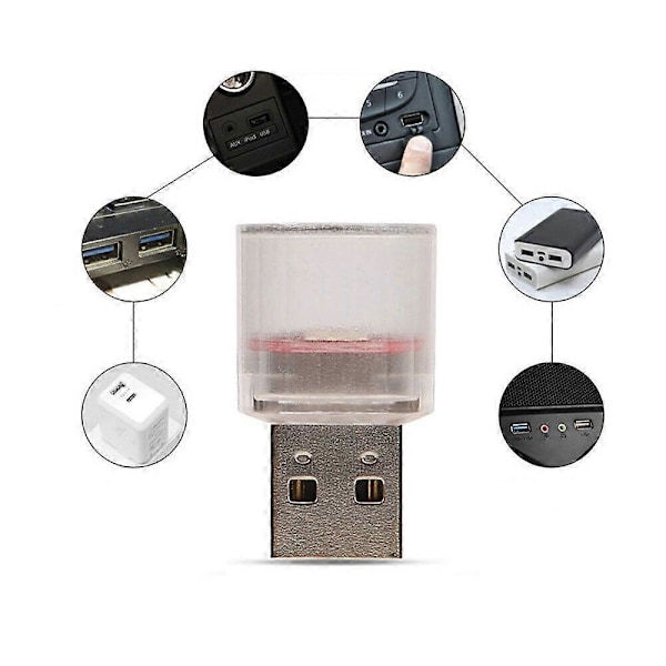 1x Mini Lampun Polttimon Lisätarvikkeet USB LED Auto Sisätilan Neon Tunnelma Ympäristövalo, Pinkki