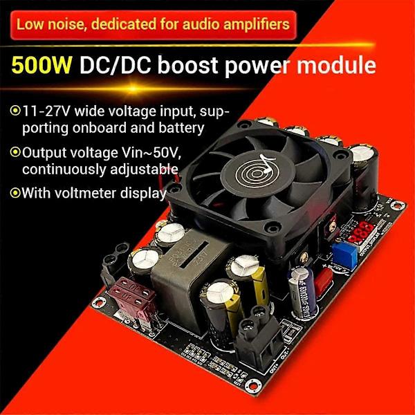 500W PW500 Booster Board Modul 12V 24V Upp 24V-50V Justerbar Multifunktionell Bekväm Modul med