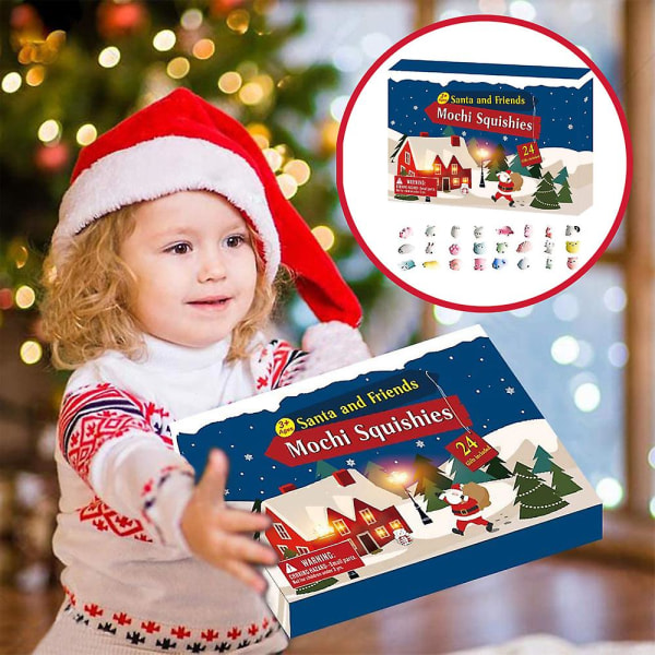 Jule-adventskalender 2023 24 dages nedtælling Julemand Søde dyr Legetøjsblindkasse Julegave
