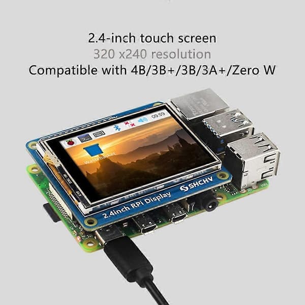 2,4 tommer Touch Screen Display til 4B/3B+/3B/3A+/ Zero W LCD Touch Screen 320X240 Display til