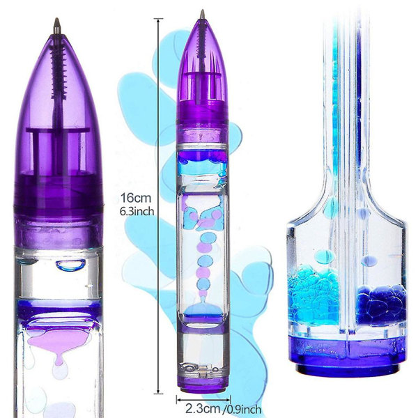 Liquipen - 3 kpl Liquid Motion Bubbler Pens Sensory Lelu - Värikkäät ajastinkynät stressin ja ahdistuksen lievitykseen - Hienoja fidget toys lapsille aikuisille