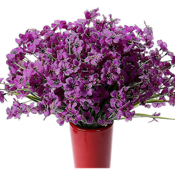Konstgjorda Blommor Utomhus 20 Buntar Konstgjorda Växter UV-beständiga Falska Växter för Utomhusbruk Veranda Lila