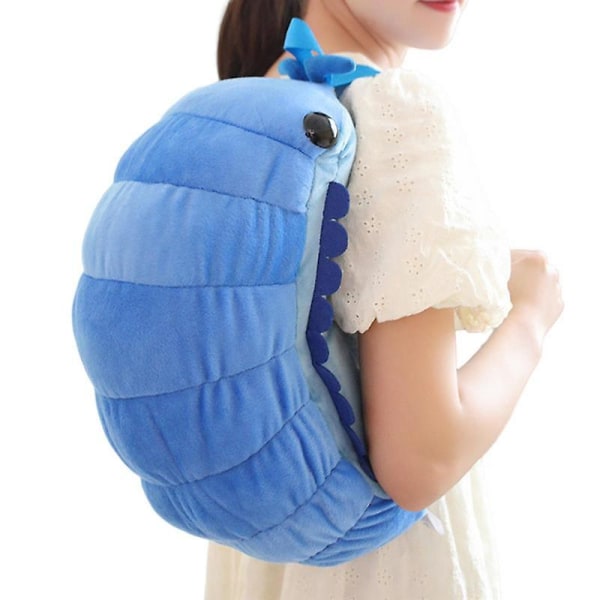 Ryggsäck för fyllda djur Creative Caterpillar Plush Novelty Ryggsäck Lätt väska med dragkedja med justerbar rem Gray