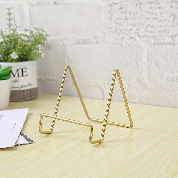 2 stk. Jern Display Stand, Dekorativ Kunst Display Stand, Guld Lille Jern Staffeli Pladeholder, Tablet Telefonholder, Foto Display Stand