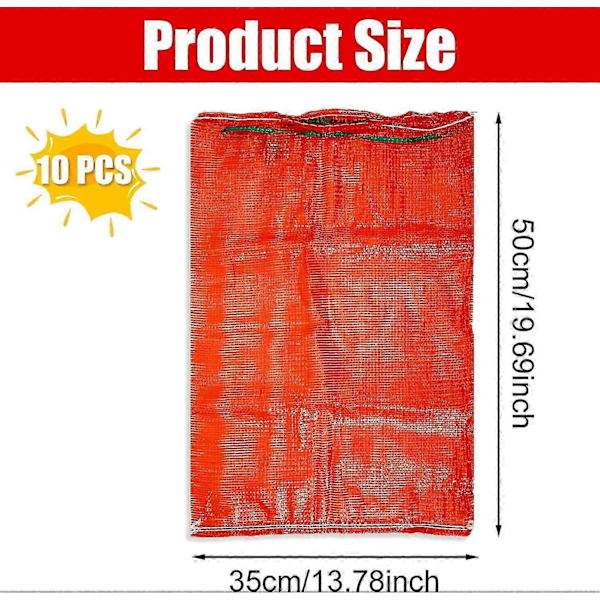 35 x 60 cm (13,78\" x 19,69\") verkkosipulipussit, 10 kpl, suuret uudelleenkäytettävät verkkopussit ripustettavat