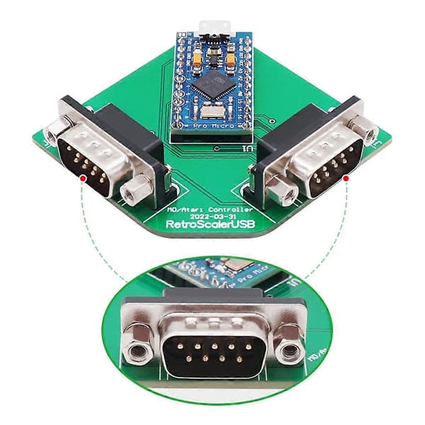 Gamepad USB-sovitin SegaGenesis/MD:lle - Tuki Raspberry-Pi/Mister-/PC:lle