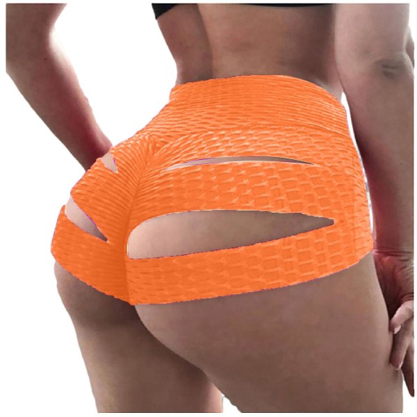 Tflycq kvinners rumpe Høy midje Ensfarget Bandasje Joggebukse Yoga Shorts Bukser Orange XL