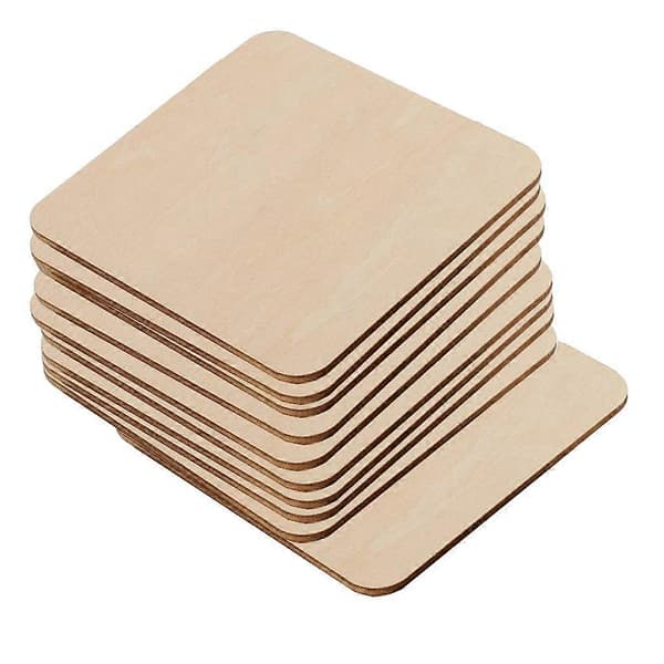 10 Stykker/Sæt Ubehandlede Træplader Pyrografi Emner 6,4*6,4cm