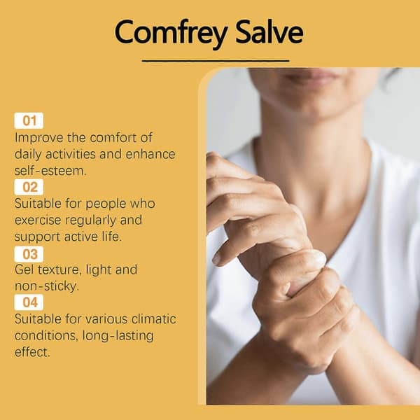 Organic Comfrey Salve, contains organic comfrey leaf in a base 1st