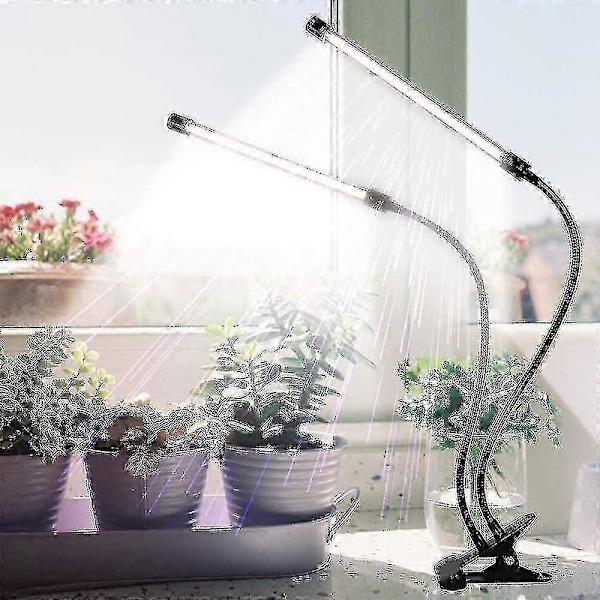 Vækstlys, Solskin Hvid 50w 84 Led Dobbelt Hoved Klips Plantelys, 4/8/12h Timer 5 Dæmpbare Niveauer