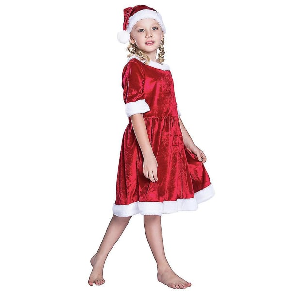 Pikkutyttö Pieni punainen joulumekko, korkealaatuinen juhlavaate S