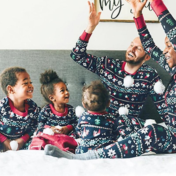 Hjem Matchende julepyjamas Nyhet Ugly Snowflake Print Pyjamas Holiday Pyjamas Set Kid 9-12 Months