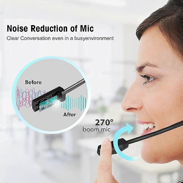 Kablet USB Call Center Headset med Støjreducerende 270° Roterbar Mikrofon Business Pendling Håndfri Hovedtelefon til PC Hjemmekontor