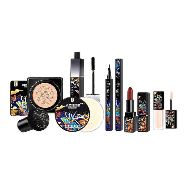 Makeup Sæt Kombination Creme Puff Læbestift Eyeliner Concealer Stykke Kosmetik CC