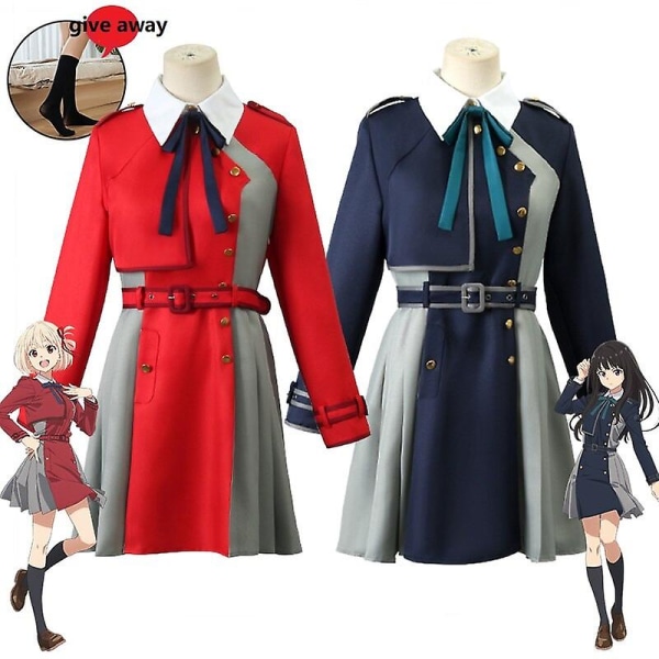 Plus Size Anime Comic Con Lycoris Recoil Cosplay Inoue Takina/nishikigi Chisato Costume Lycoris Recoil Cosplay Dress Dress for kvinner Red L