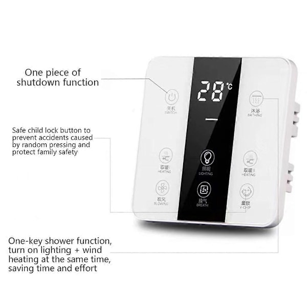 Älykäs kosketusnäyttö Yuba Switch 8 Gang Kylpyhuone Vedenpitävä Pölytiivis Paneeli