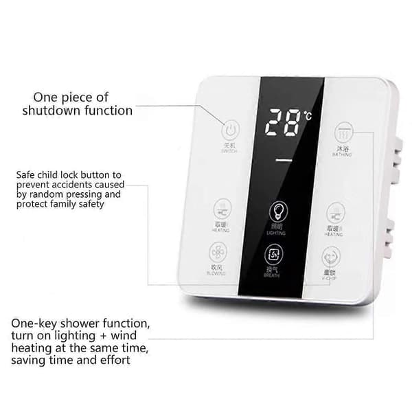 Smart Touchscreen Yuba Switch 8-vägs Badrum Vattentät Dammtät Panel